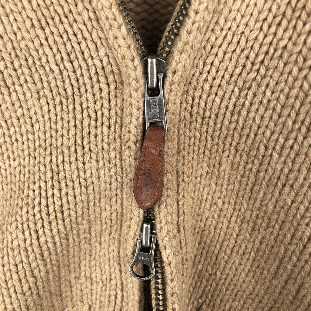 Ralph Lauren POLO by Ralph Lauren Driver's Knit Sweater, Men's Size M Lamb wool beige type brown Vintage Second Hand