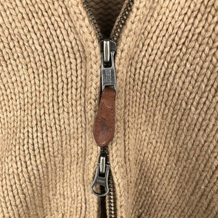 Ralph Lauren POLO by Ralph Lauren Driver's Knit Sweater, Men's Size M Lamb wool beige type brown Vintage Second Hand