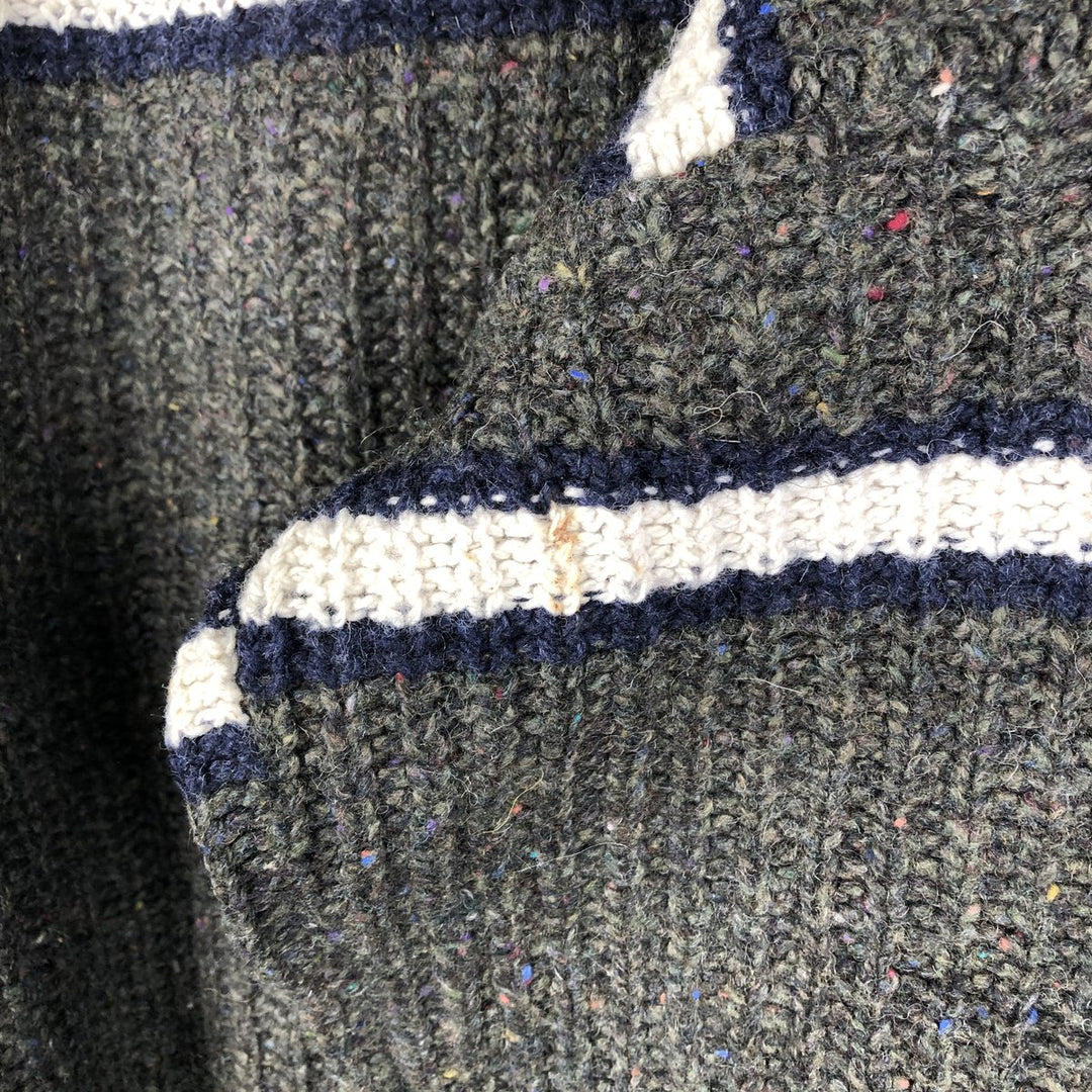 2000'S Eddie Bauer Color Nep Wool Knit Sweater, Made in USA, Men's Size L wool Khaki type Vintage Second Hand