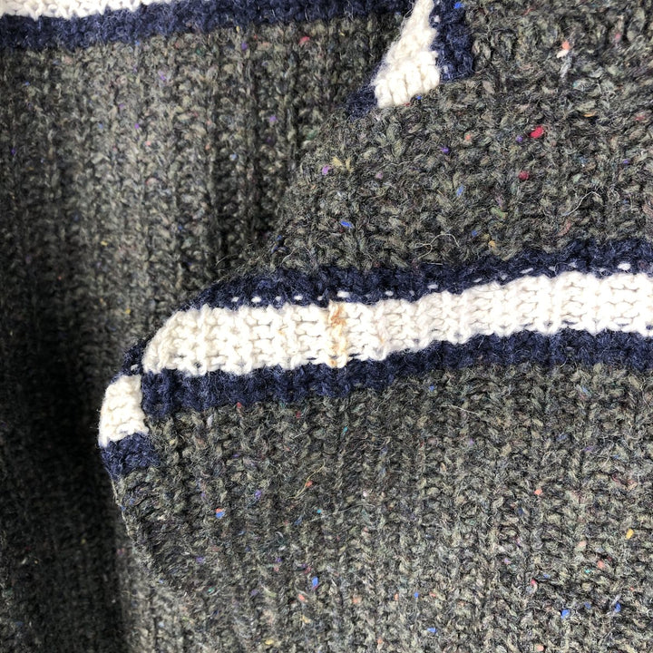 2000'S Eddie Bauer Color Nep Wool Knit Sweater, Made in USA, Men's Size L wool Khaki type Vintage Second Hand