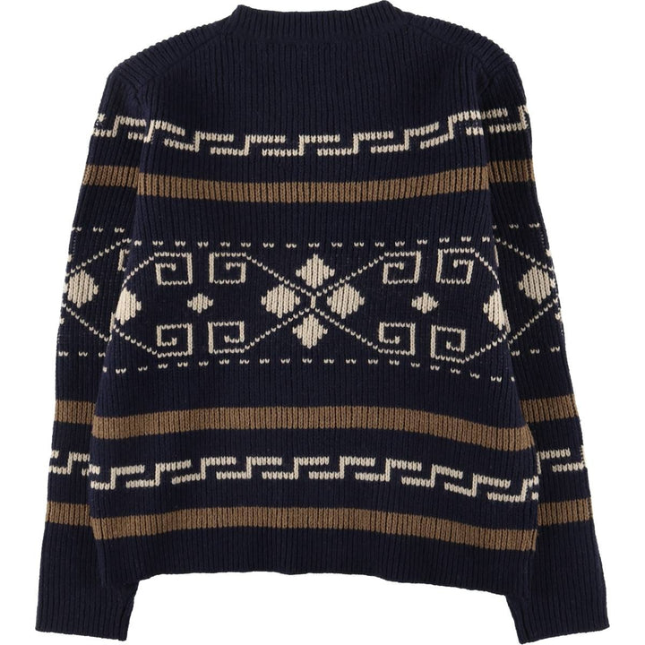 Pendleton PENDLETON all-over print lambswool knit sweater, men's size L Lamb wool navy blue type Vintage Second Hand