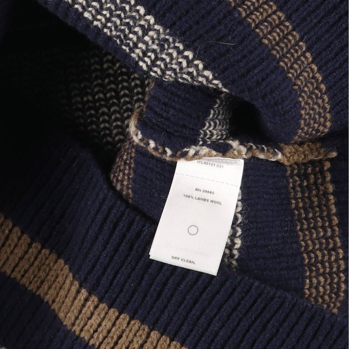 Pendleton PENDLETON all-over print lambswool knit sweater, men's size L Lamb wool navy blue type Vintage Second Hand