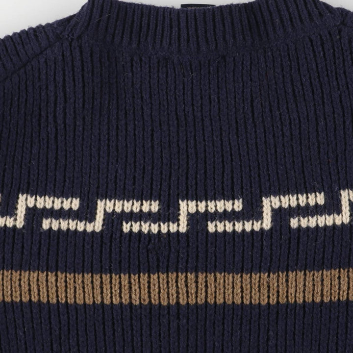 Pendleton PENDLETON all-over print lambswool knit sweater, men's size L Lamb wool navy blue type Vintage Second Hand
