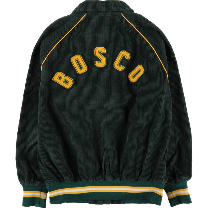 Vintage 70s-80'S SHAIN College Collared Corduroy Button-Down Varsity Jacket, Women's Size L Nylon green type Vintage Second Hand