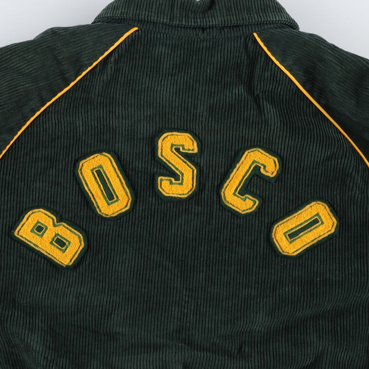 Vintage 70s-80'S SHAIN College Collared Corduroy Button-Down Varsity Jacket, Women's Size L Nylon green type Vintage Second Hand