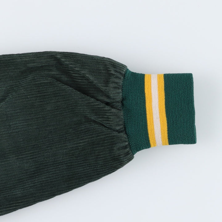 Vintage 70s-80'S SHAIN College Collared Corduroy Button-Down Varsity Jacket, Women's Size L Nylon green type Vintage Second Hand