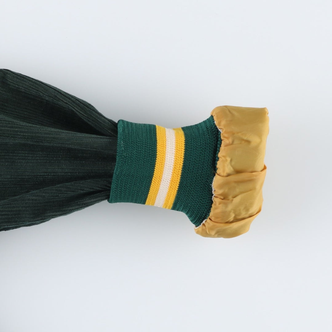 Vintage 70s-80'S SHAIN College Collared Corduroy Button-Down Varsity Jacket, Women's Size L Nylon green type Vintage Second Hand