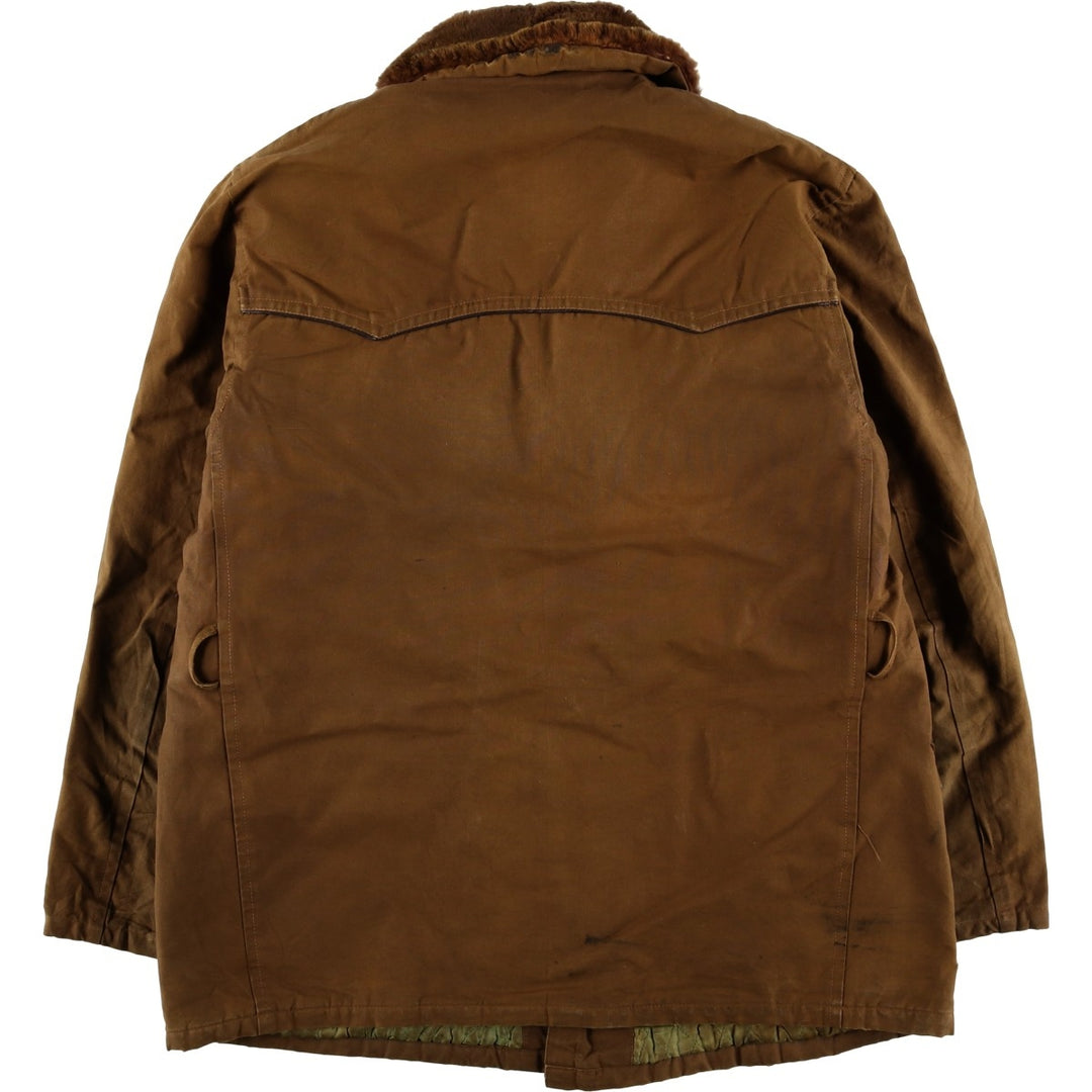 UNKNOWN Vintage Canadian Double-Breasted Jacket with Boa, Size L, Men's unclear Khaki type brown Vintage Second Hand