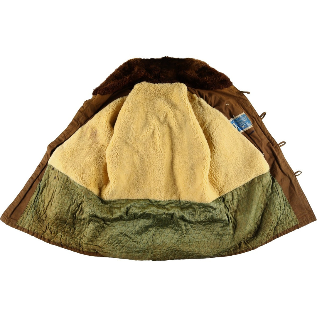 UNKNOWN Vintage Canadian Double-Breasted Jacket with Boa, Size L, Men's unclear Khaki type brown Vintage Second Hand