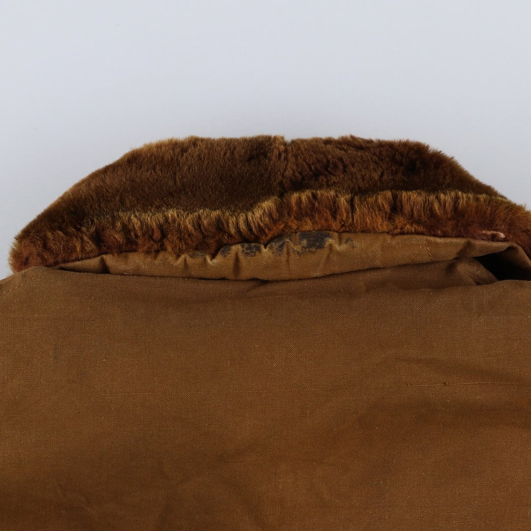 UNKNOWN Vintage Canadian Double-Breasted Jacket with Boa, Size L, Men's unclear Khaki type brown Vintage Second Hand