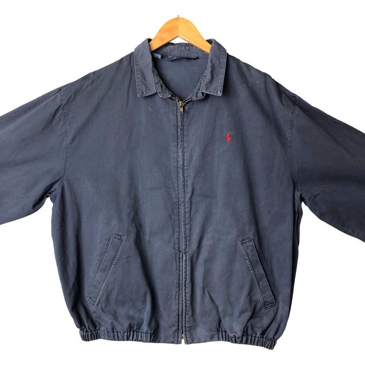 90'S Ralph Lauren POLO by Ralph Lauren Swing Top Sports Jacket Made in USA Men's XL cotton navy blue type Vintage Second Hand