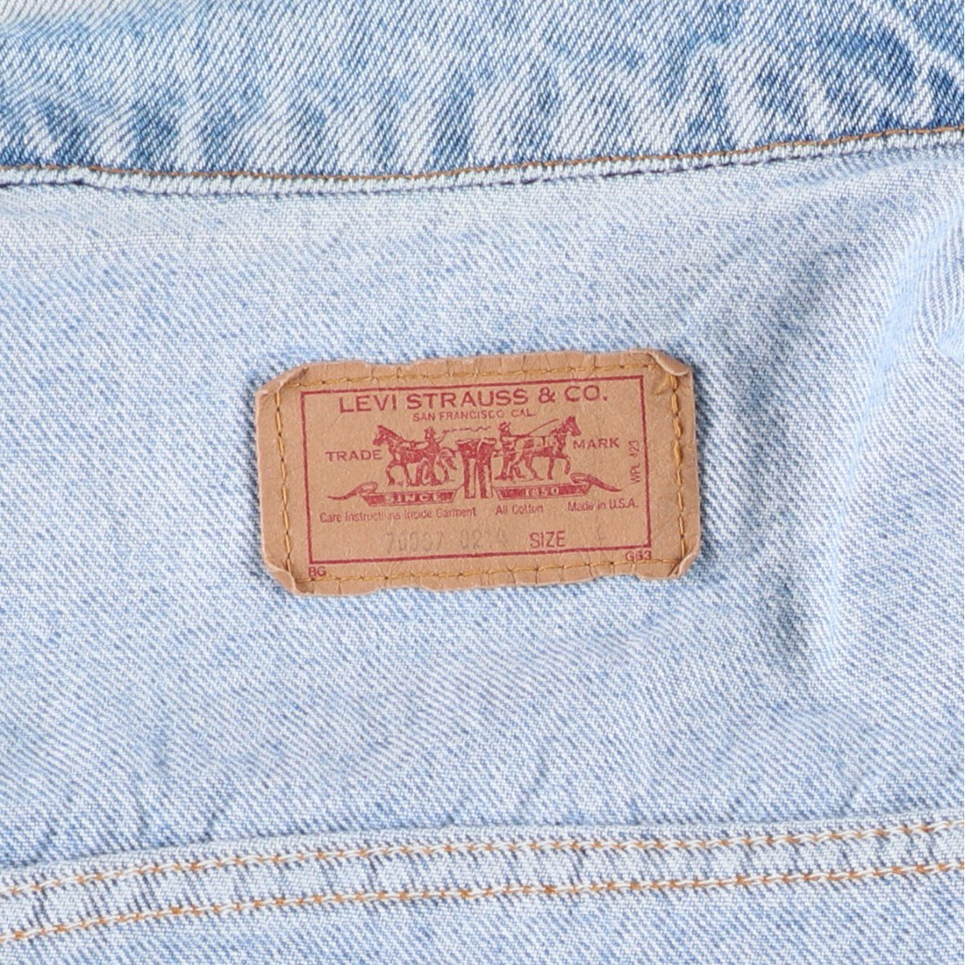 90'S Levi's 70507-0214 denim jacket, denim jacket, made in USA, men's size L, vintage cotton blue type Vintage Second Hand
