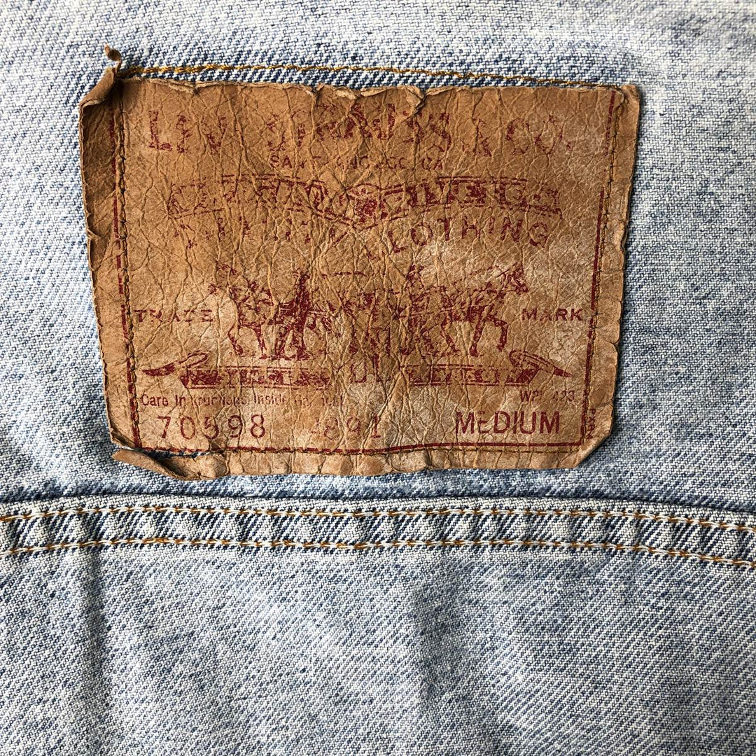 Vintage 1990'S Levi's 70598-4891 Large Patch Denim Jacket, Men's Size Medium unclear blue type Vintage Second Hand