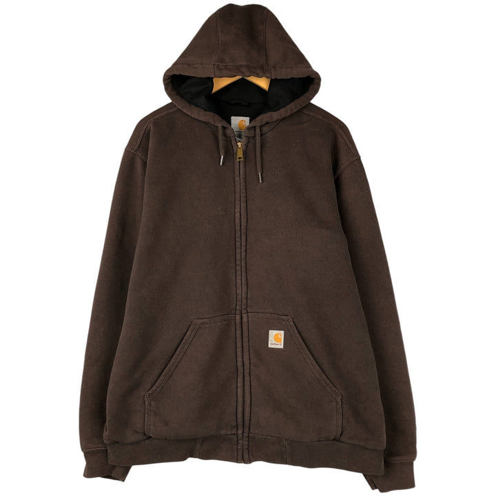 Carhartt RAIN DEFENDER Rain Defender Full-Zip Sweatshirt Hoodie, Men's Size M cotton brown type Vintage Second Hand