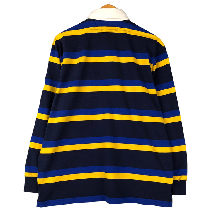 Ralph Lauren POLO by Ralph Lauren Striped Pattern Long Sleeve Rugby Shirt Men's M cotton Navy blue Vintage Second Hand