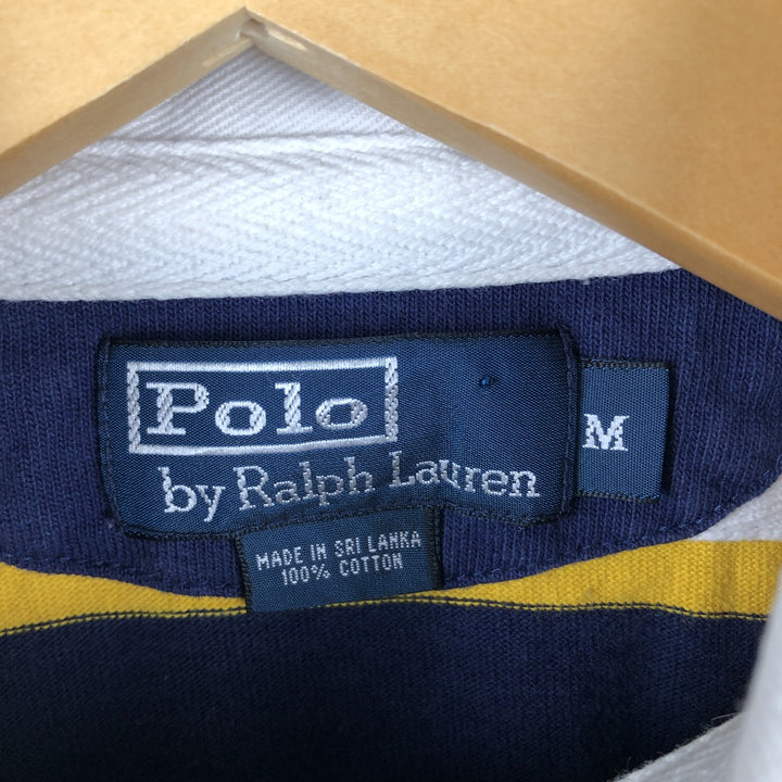 Ralph Lauren POLO by Ralph Lauren Striped Pattern Long Sleeve Rugby Shirt Men's M cotton Navy blue Vintage Second Hand