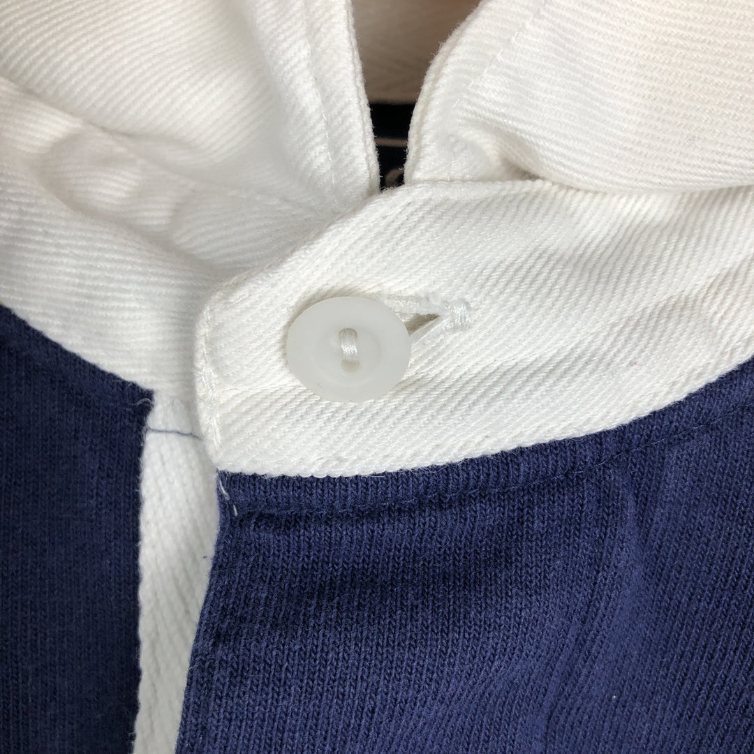 Ralph Lauren POLO by Ralph Lauren Striped Pattern Long Sleeve Rugby Shirt Men's M cotton Navy blue Vintage Second Hand