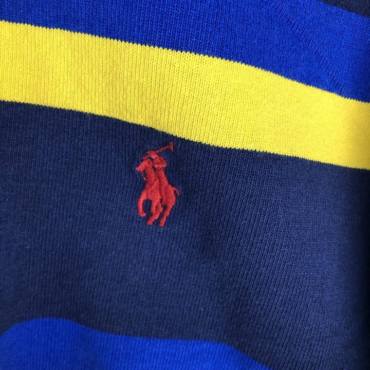 Ralph Lauren POLO by Ralph Lauren Striped Pattern Long Sleeve Rugby Shirt Men's M cotton Navy blue Vintage Second Hand