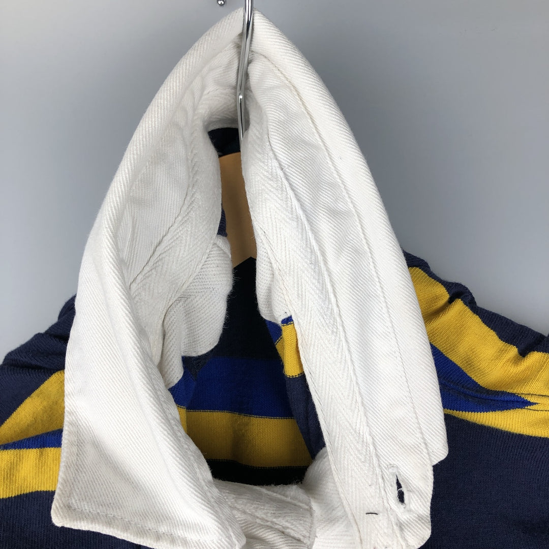 Ralph Lauren POLO by Ralph Lauren Striped Pattern Long Sleeve Rugby Shirt Men's M cotton Navy blue Vintage Second Hand