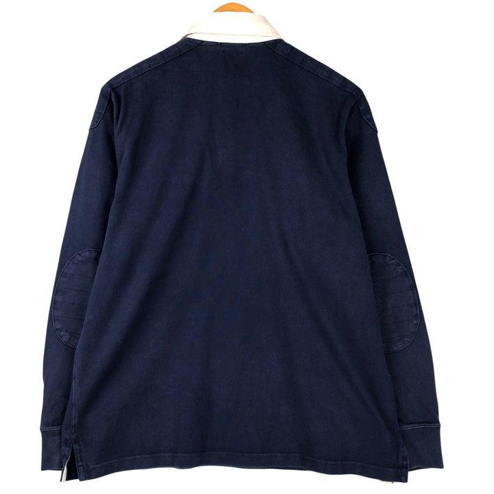Ralph Lauren POLO RALPH LAUREN CUSTOM FIT long-sleeved rugby shirt, men's size L cotton navy blue type Vintage Second Hand