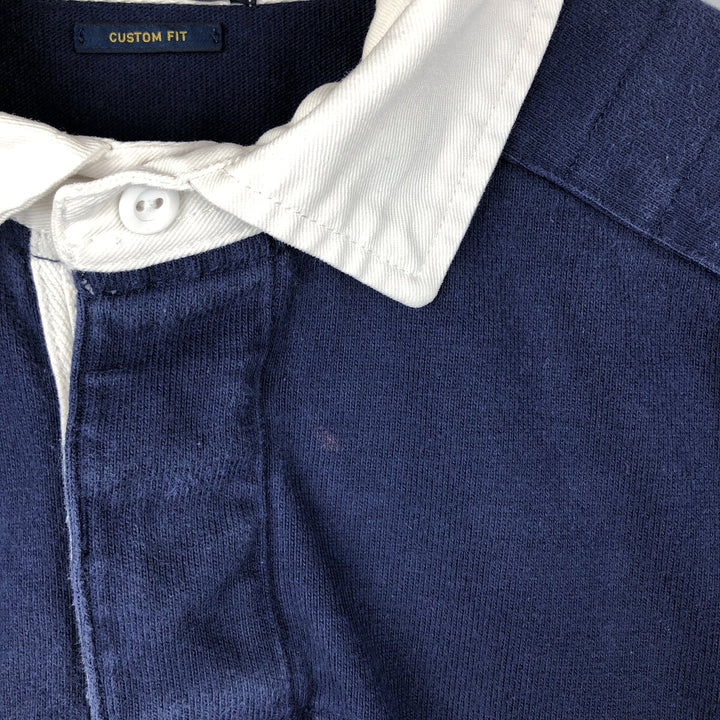 Ralph Lauren POLO RALPH LAUREN CUSTOM FIT long-sleeved rugby shirt, men's size L cotton navy blue type Vintage Second Hand