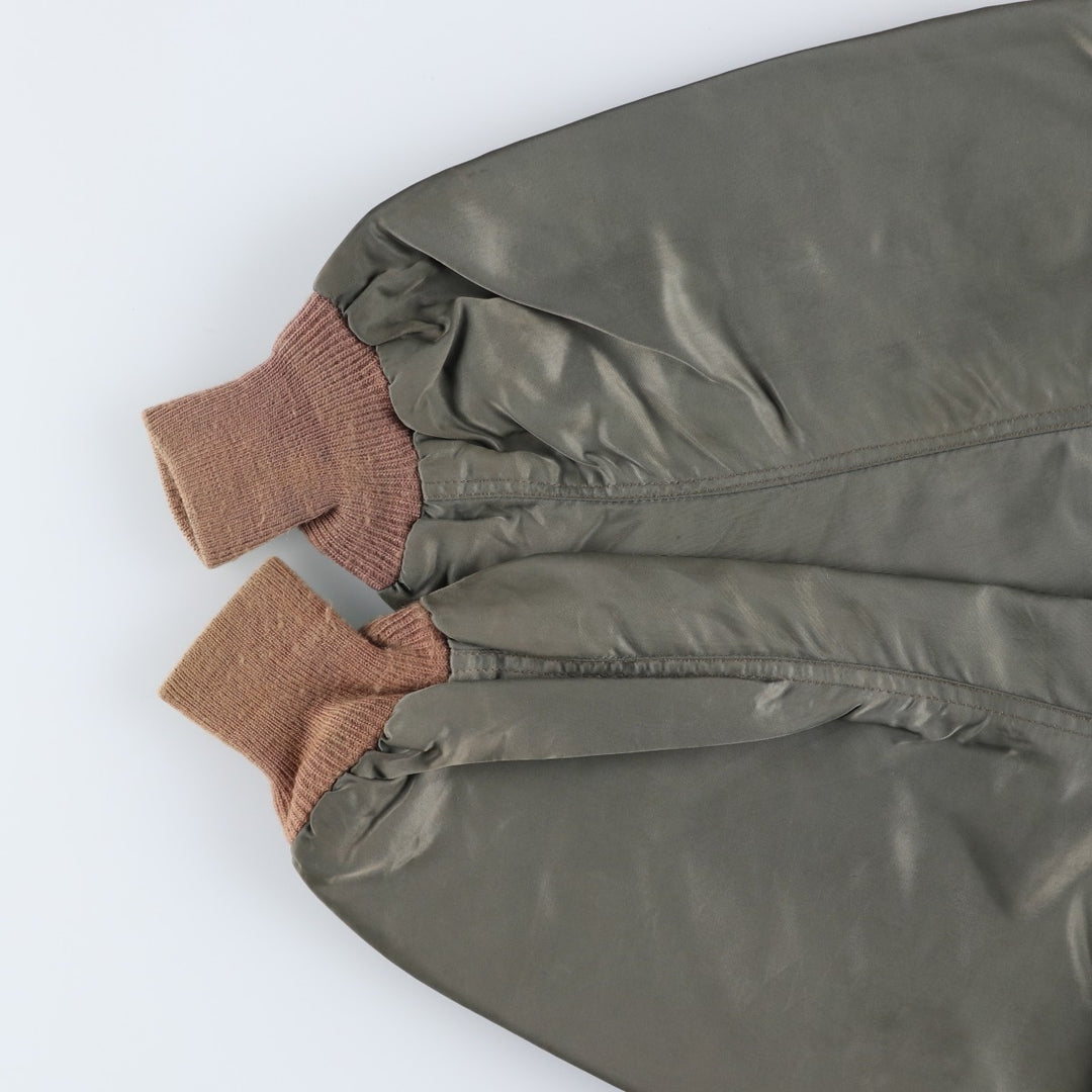 WATKINS DESIGN CENTER Ltd. L-2B Type Stars and Stripes Pattern Padded Military Flight Jacket, Made in USA, Men's Size XL Nylon Khaki type Vintage Second Hand