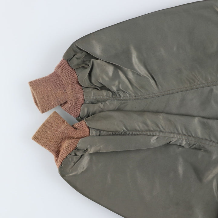 WATKINS DESIGN CENTER Ltd. L-2B Type Stars and Stripes Pattern Padded Military Flight Jacket, Made in USA, Men's Size XL Nylon Khaki type Vintage Second Hand