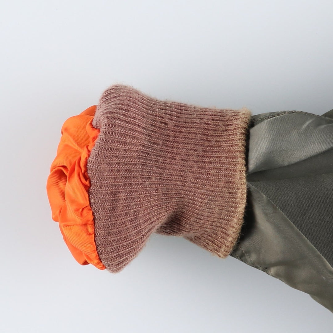 WATKINS DESIGN CENTER Ltd. L-2B Type Stars and Stripes Pattern Padded Military Flight Jacket, Made in USA, Men's Size XL Nylon Khaki type Vintage Second Hand