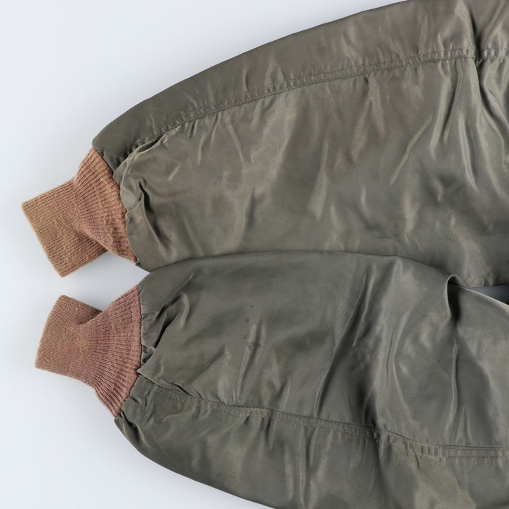 WATKINS DESIGN CENTER Ltd. L-2B Type Stars and Stripes Pattern Padded Military Flight Jacket, Made in USA, Men's Size XL Nylon Khaki type Vintage Second Hand