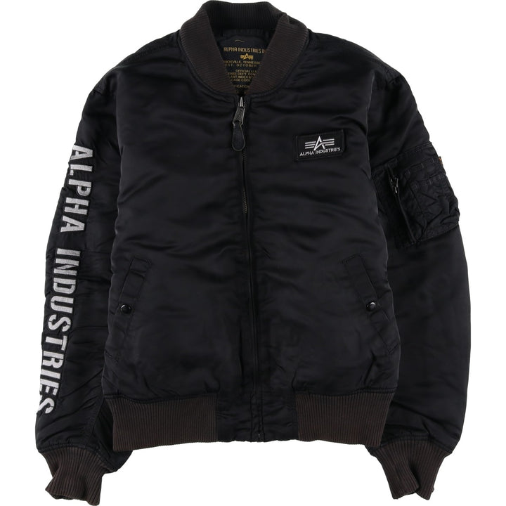 Civilian Alpha MA-1 type padded military flight jacket, men's XL size Nylon black type Vintage Second Hand