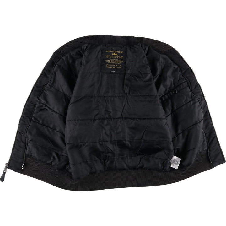 Civilian Alpha MA-1 type padded military flight jacket, men's XL size Nylon black type Vintage Second Hand