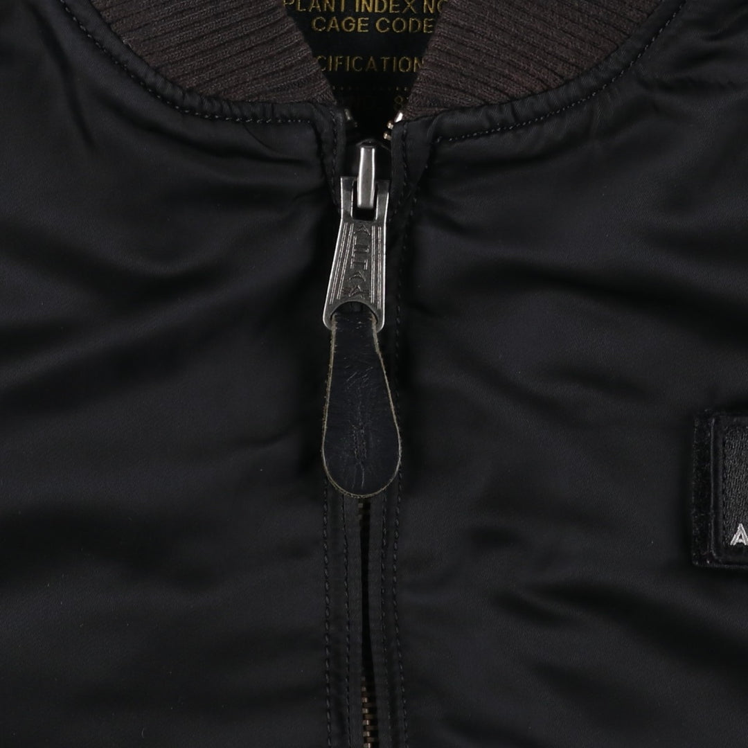 Civilian Alpha MA-1 type padded military flight jacket, men's XL size Nylon black type Vintage Second Hand