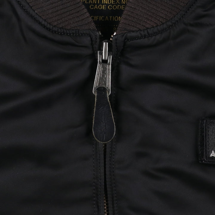 Civilian Alpha MA-1 type padded military flight jacket, men's XL size Nylon black type Vintage Second Hand