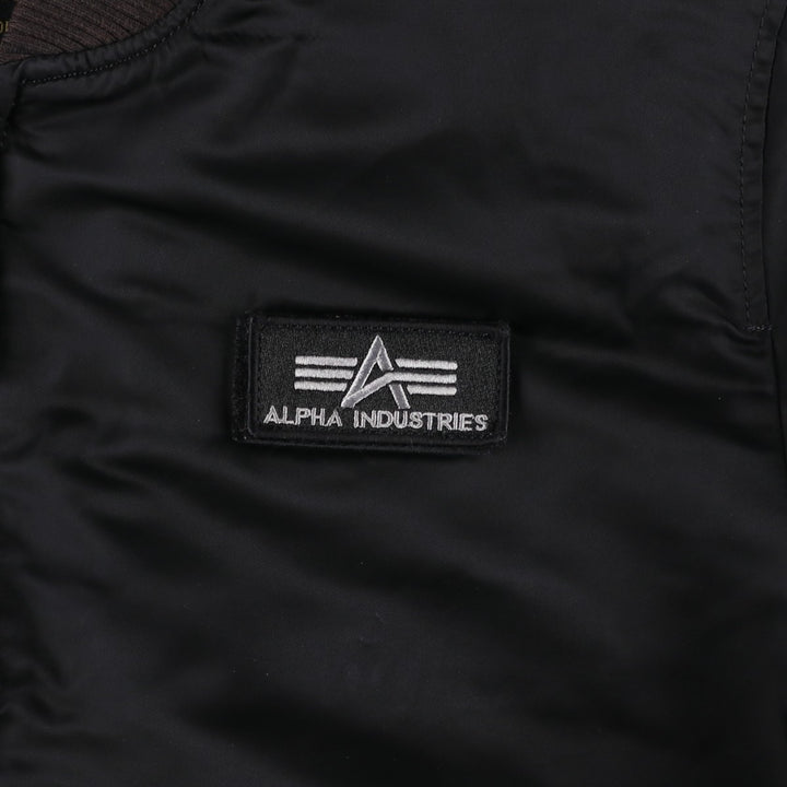 Civilian Alpha MA-1 type padded military flight jacket, men's XL size Nylon black type Vintage Second Hand