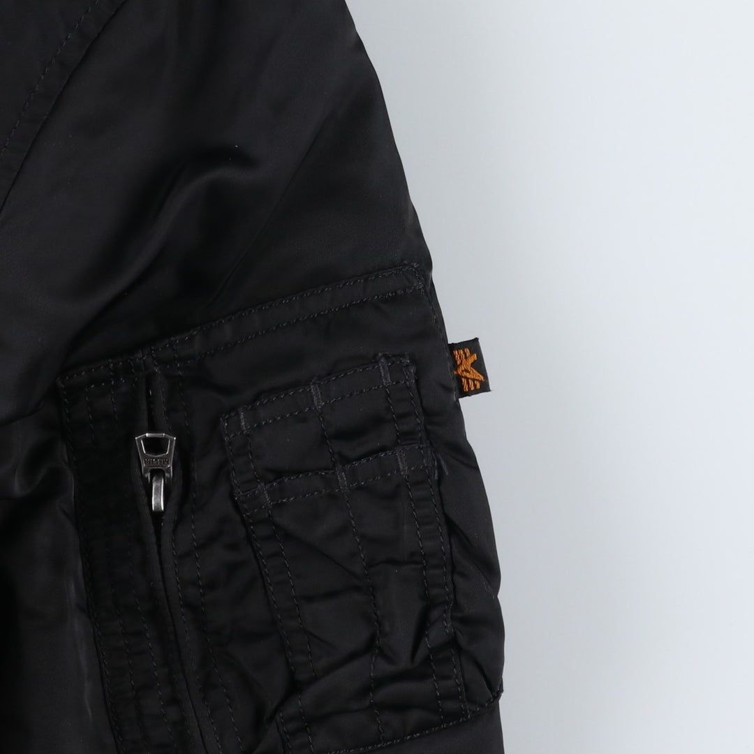 Civilian Alpha MA-1 type padded military flight jacket, men's XL size Nylon black type Vintage Second Hand