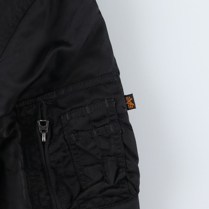 Civilian Alpha MA-1 type padded military flight jacket, men's XL size Nylon black type Vintage Second Hand