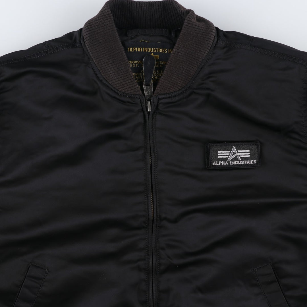 Civilian Alpha MA-1 type padded military flight jacket, men's XL size Nylon black type Vintage Second Hand