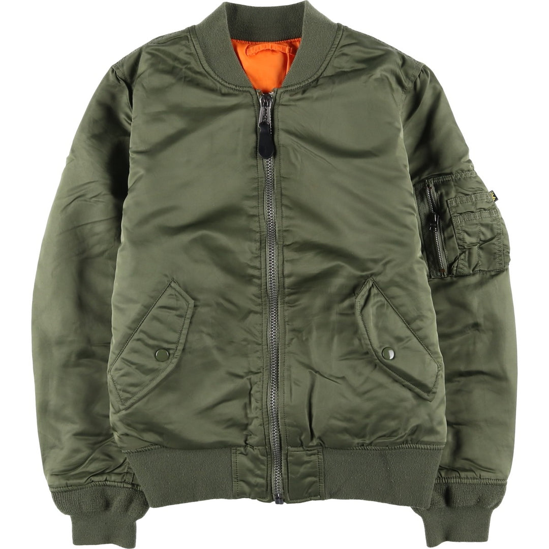 Civilian Alpha MA-1 style padded military flight jacket, men's size M Nylon Khaki type Vintage Second Hand