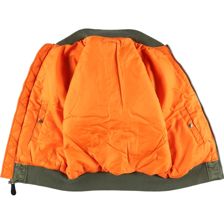 Civilian Alpha MA-1 style padded military flight jacket, men's size M Nylon Khaki type Vintage Second Hand