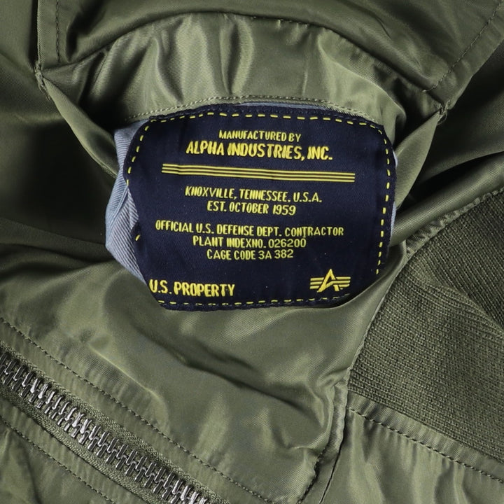 Civilian Alpha MA-1 style padded military flight jacket, men's size M Nylon Khaki type Vintage Second Hand