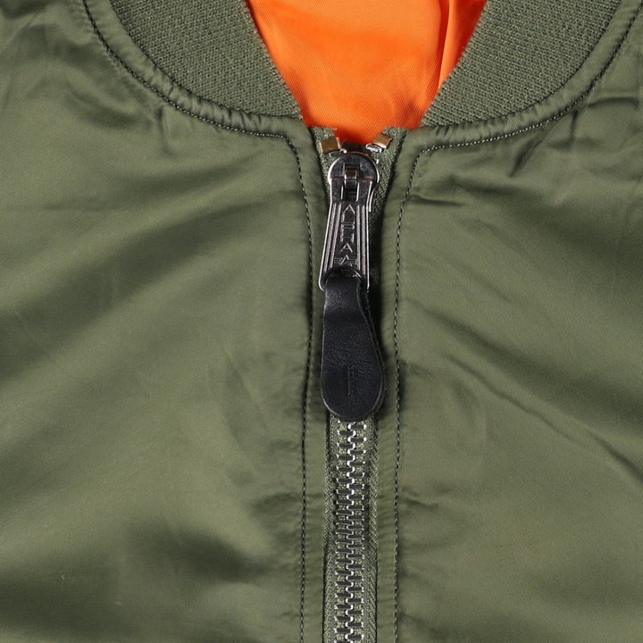 Civilian Alpha MA-1 style padded military flight jacket, men's size M Nylon Khaki type Vintage Second Hand