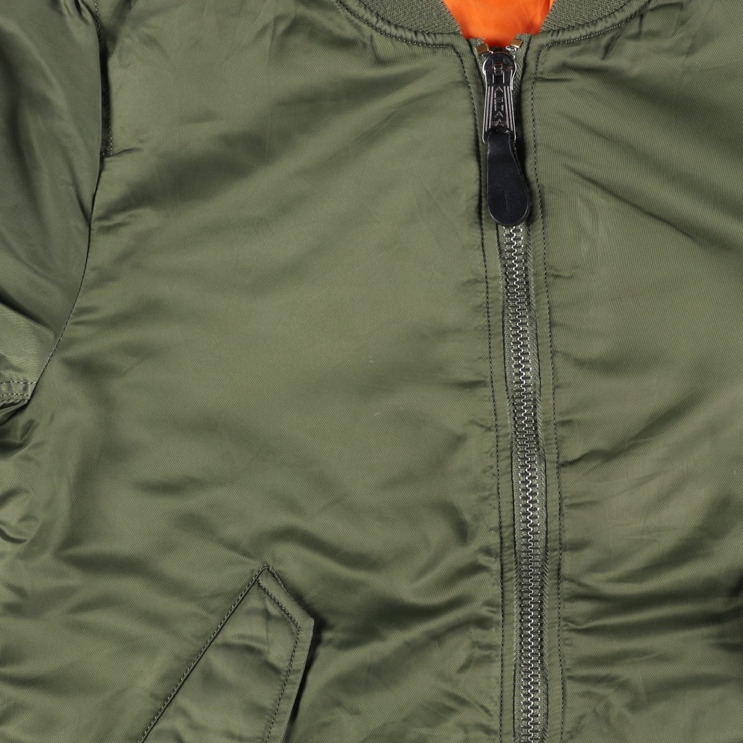 Civilian Alpha MA-1 style padded military flight jacket, men's size M Nylon Khaki type Vintage Second Hand