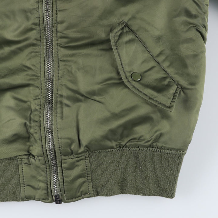 Civilian Alpha MA-1 style padded military flight jacket, men's size M Nylon Khaki type Vintage Second Hand