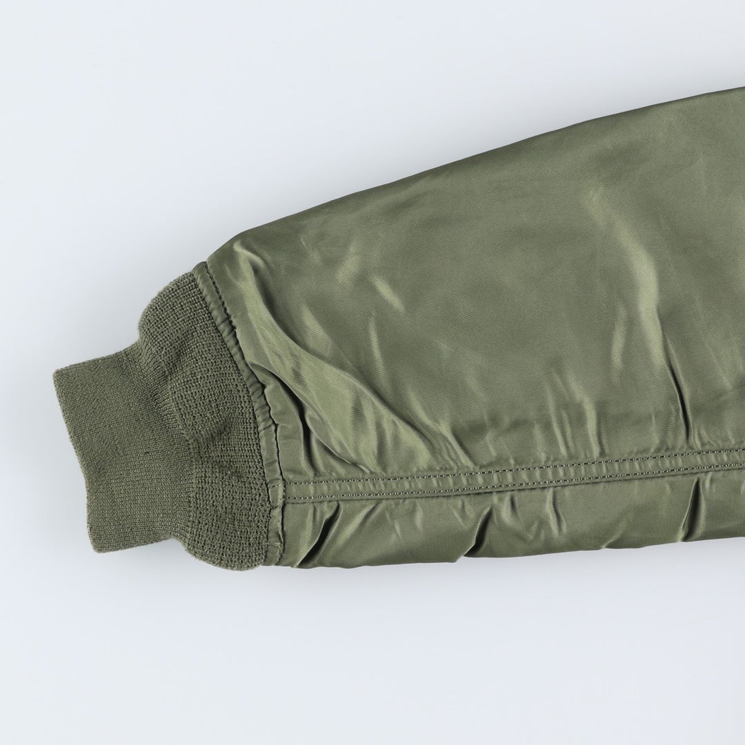 Civilian Alpha MA-1 style padded military flight jacket, men's size M Nylon Khaki type Vintage Second Hand