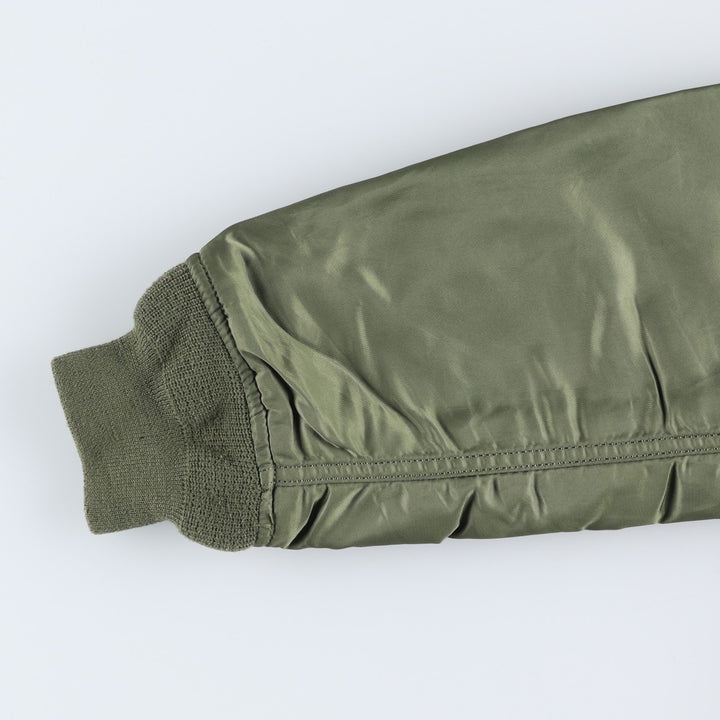 Civilian Alpha MA-1 style padded military flight jacket, men's size M Nylon Khaki type Vintage Second Hand