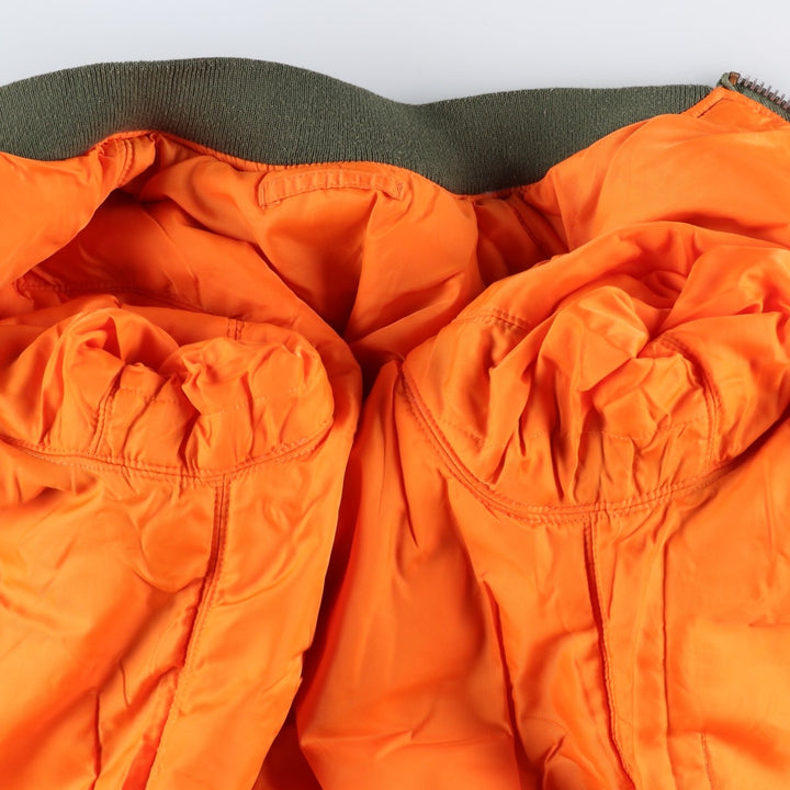 Civilian Alpha MA-1 style padded military flight jacket, men's size M Nylon Khaki type Vintage Second Hand