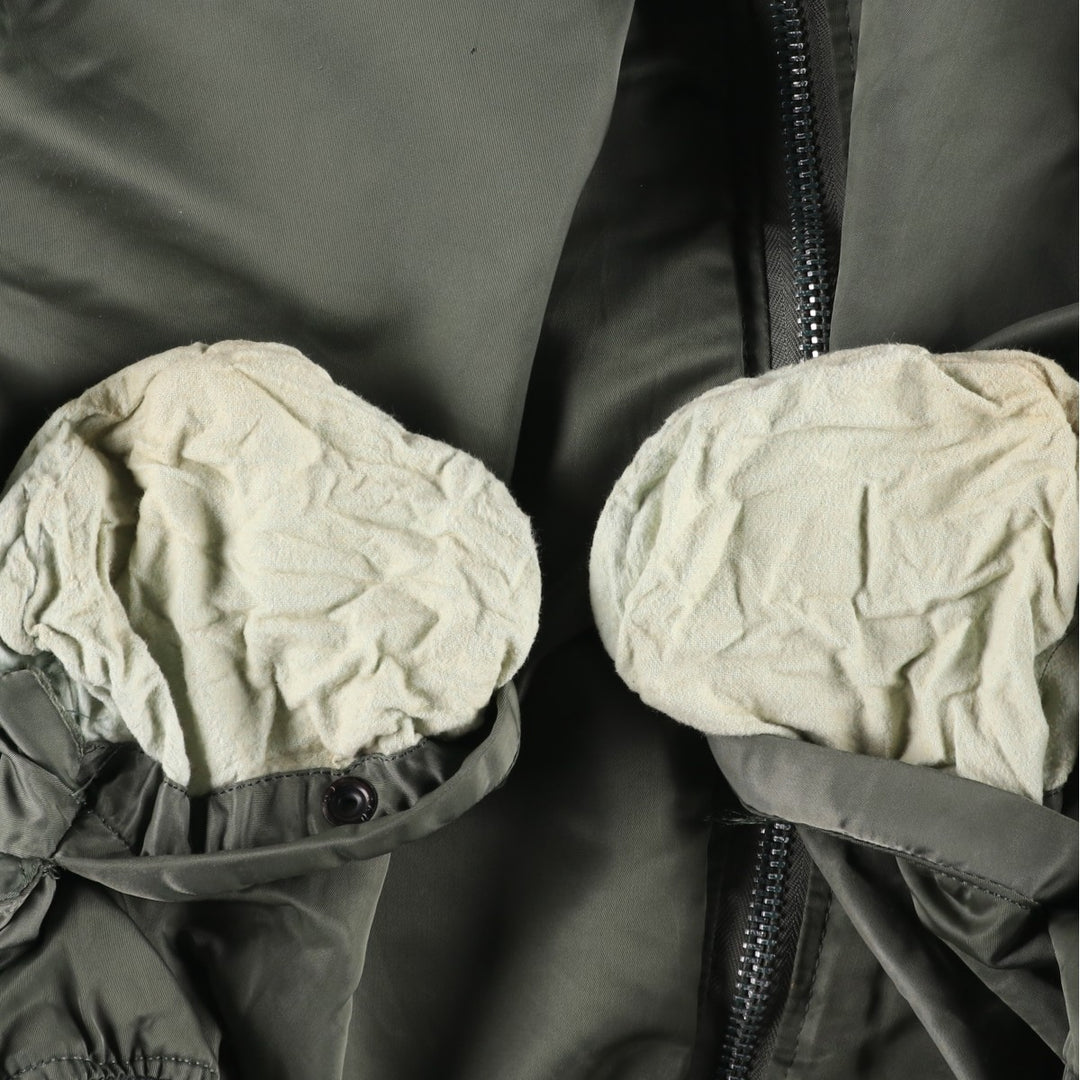1990'S Civilian Alpha MA-1 Style Padded Military Flight Jacket, Made in USA, Men's Size L, Vintage Nylon Khaki type Vintage Second Hand