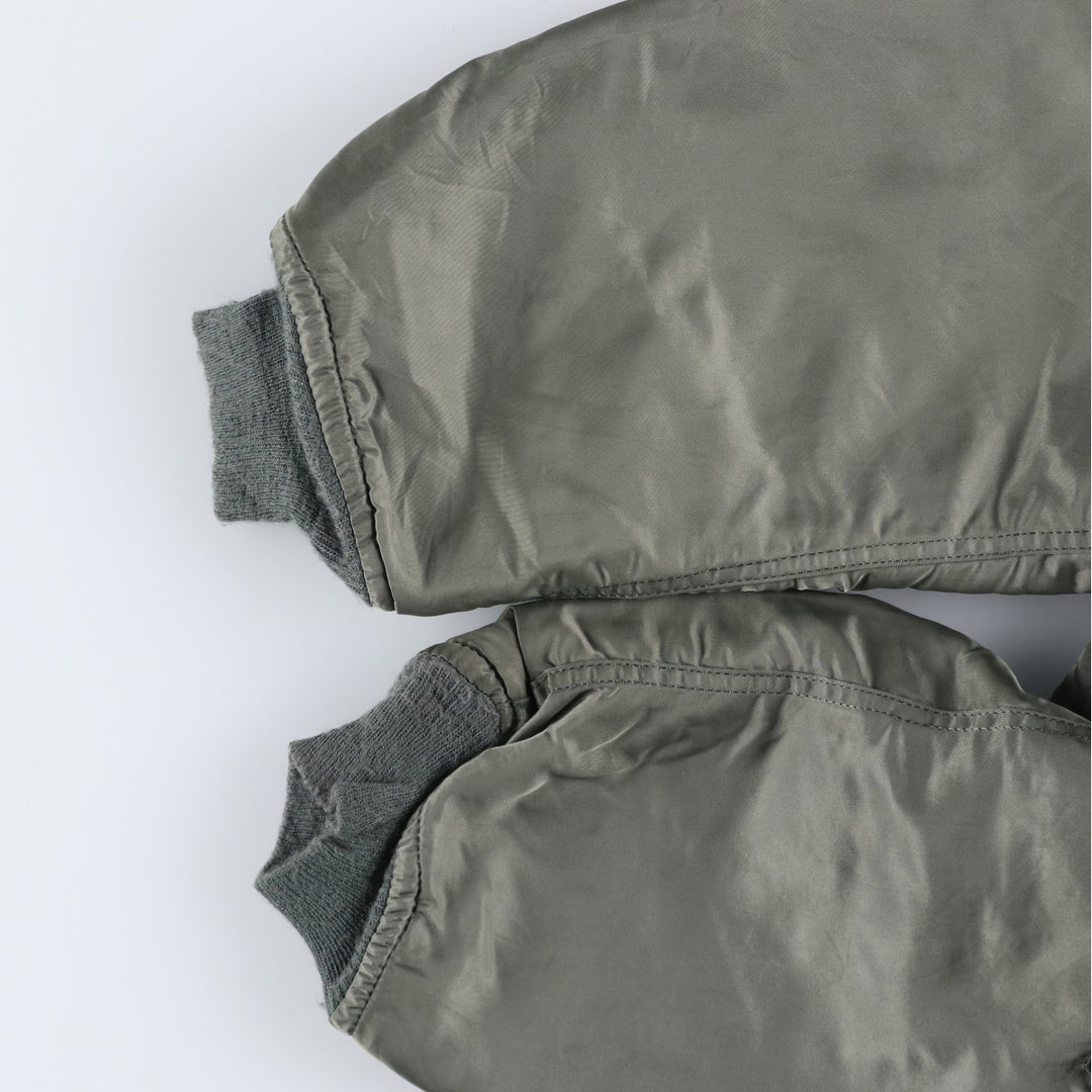 1990'S Civilian Alpha MA-1 Style Padded Military Flight Jacket, Made in USA, Men's Size L, Vintage Nylon Khaki type Vintage Second Hand