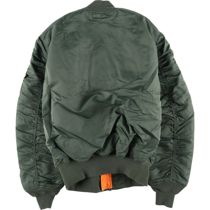 90'S civilian Alpha MA-1 style padded military flight jacket, men's size L, vintage Nylon Khaki type Vintage Second Hand