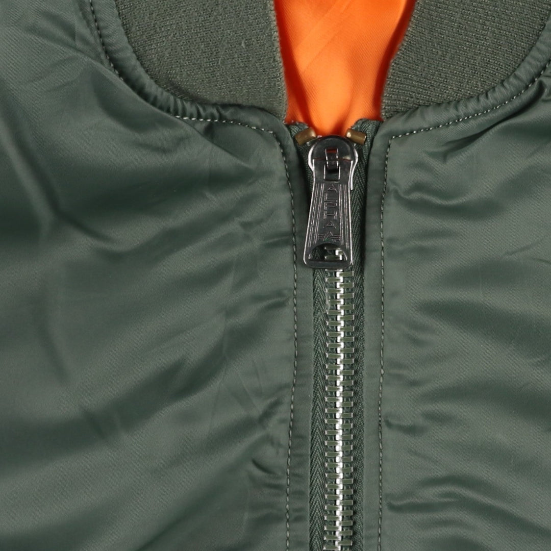 90'S civilian Alpha MA-1 style padded military flight jacket, men's size L, vintage Nylon Khaki type Vintage Second Hand